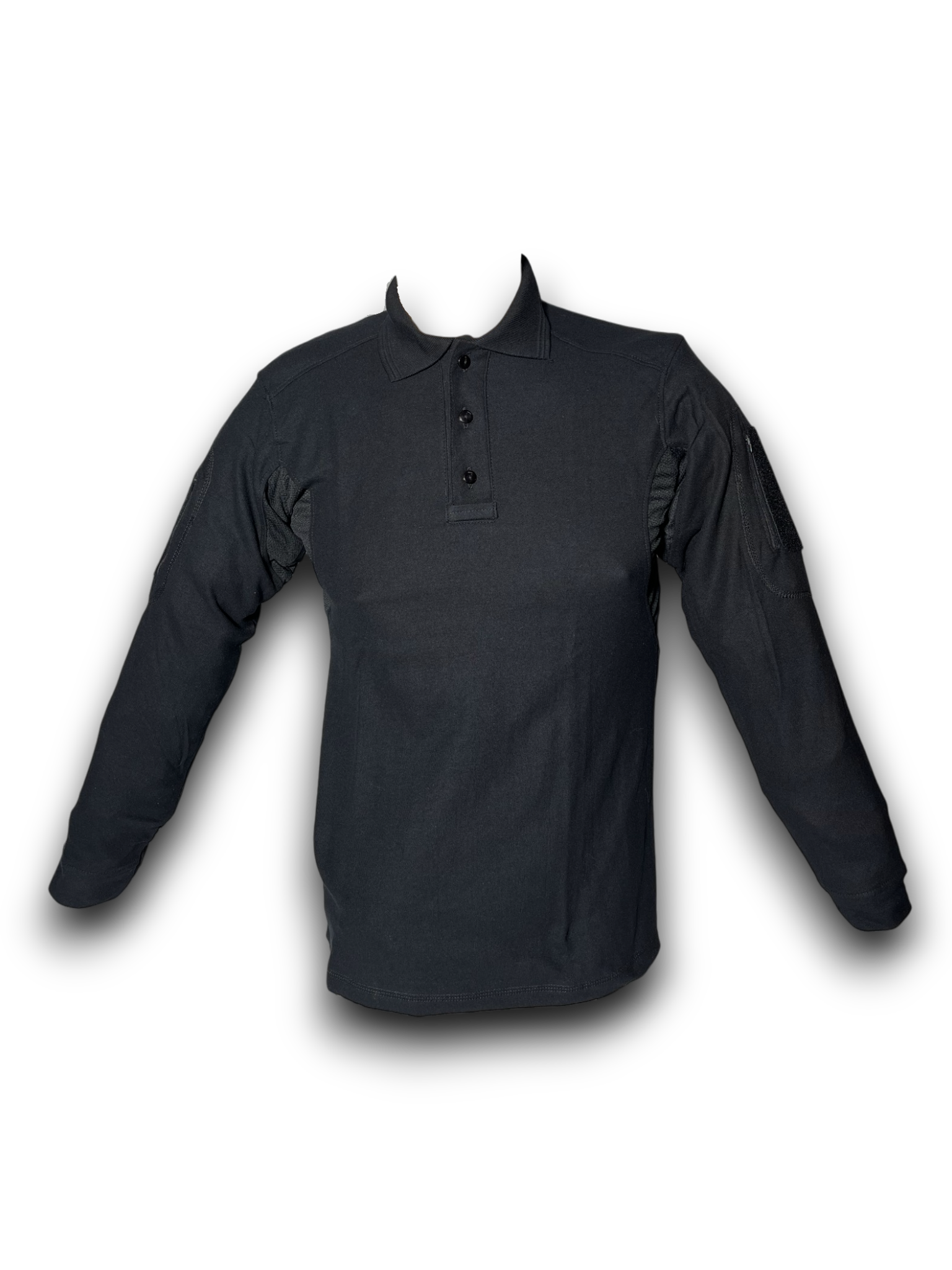 Playera Tipo Polo Táctica Negra Manga Larga