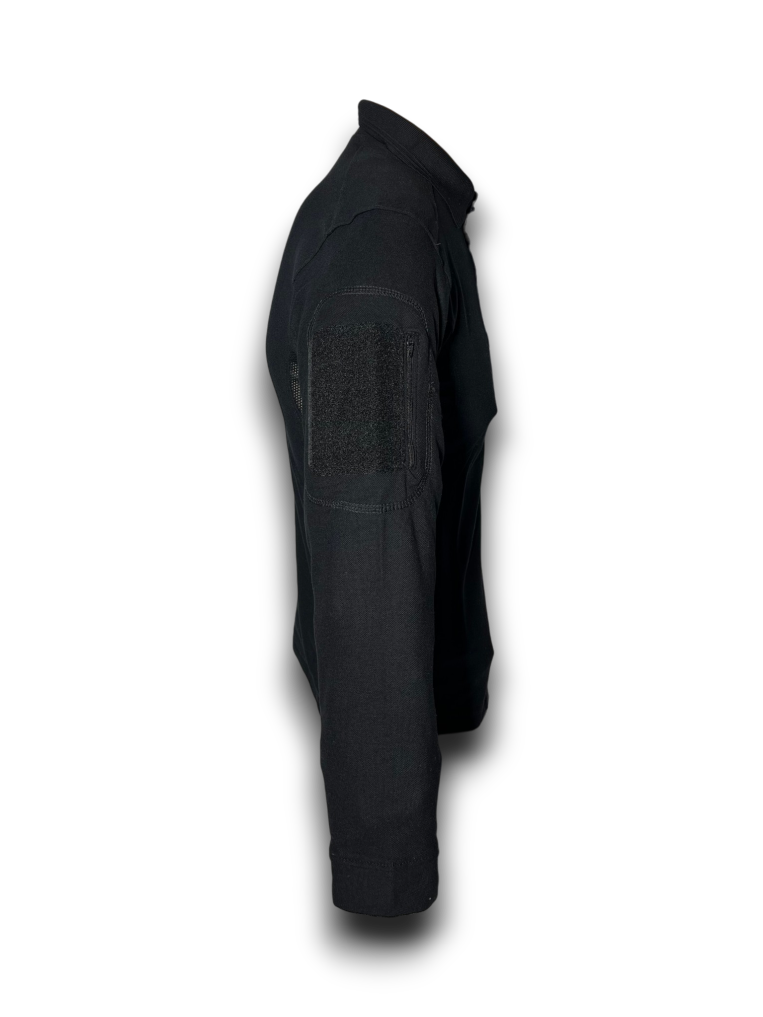 Playera Tipo Polo Táctica Negra Manga Larga