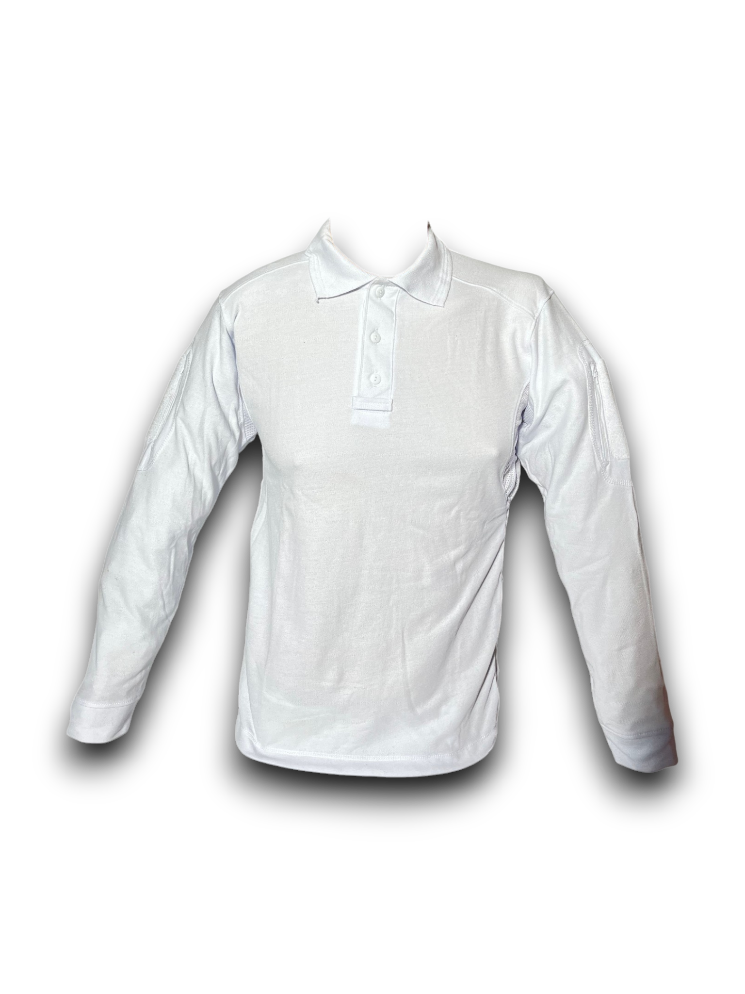 Playera Tipo Polo Táctica Blanca Manga Larga