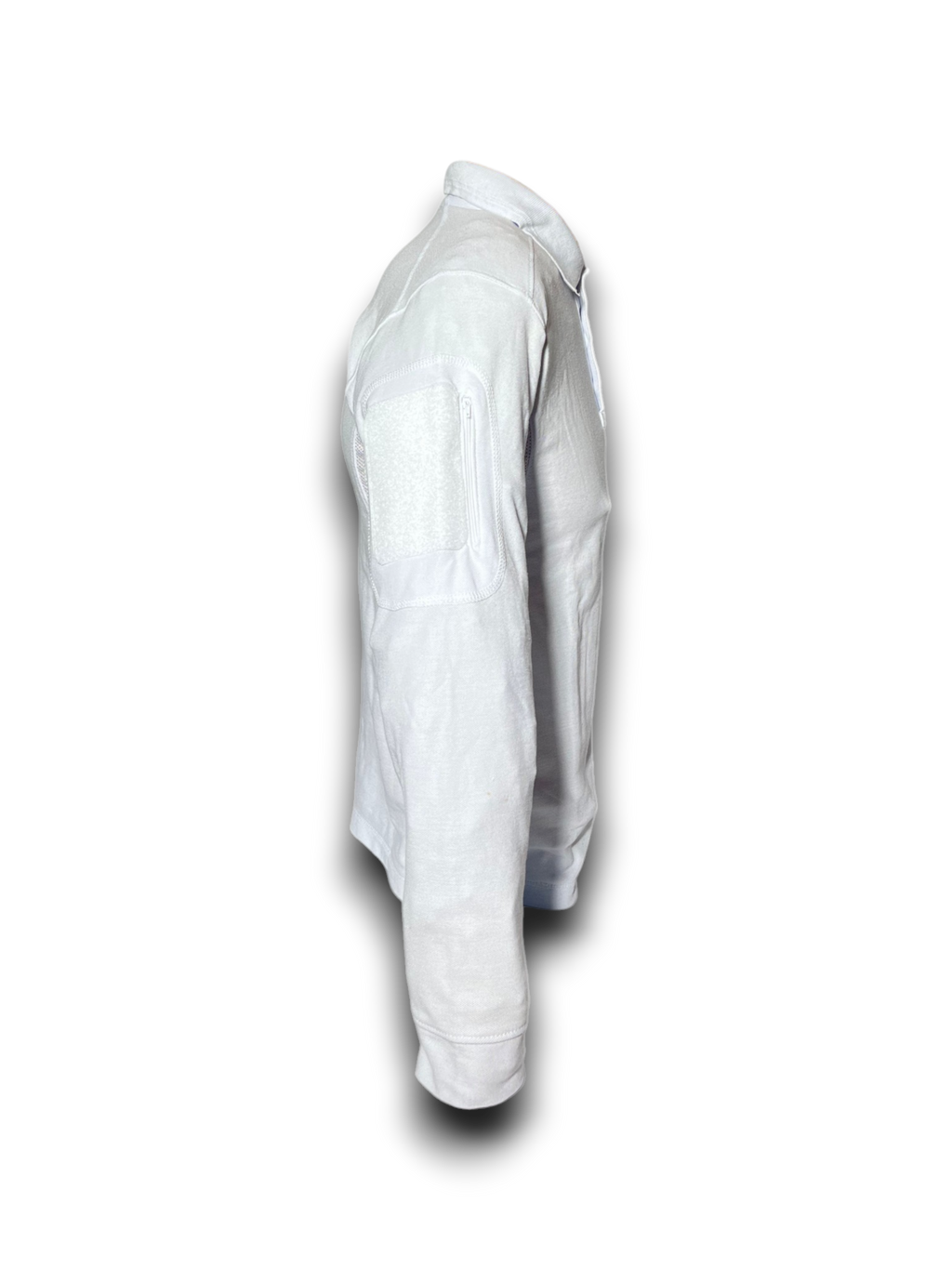 Playera Tipo Polo Táctica Blanca Manga Larga