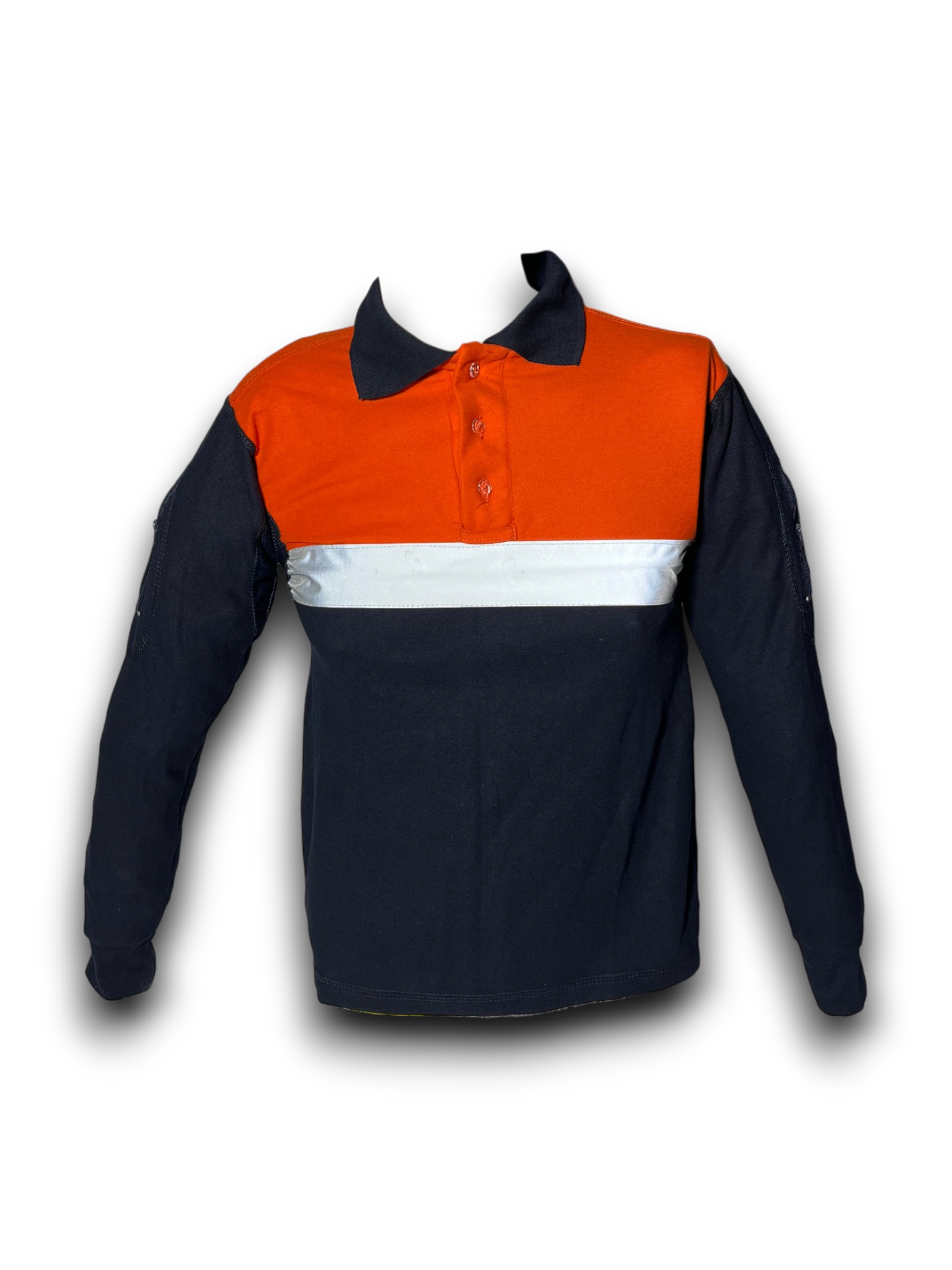 Playera Tipo Polo Táctica Bicolor Naranja con Reflejante