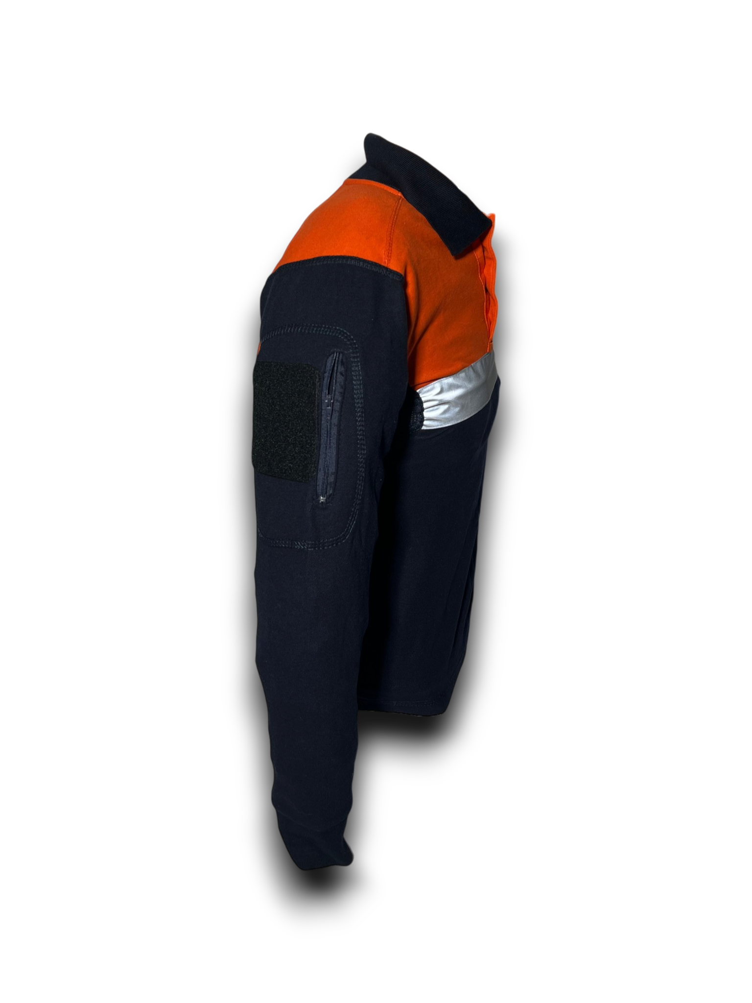 Playera Tipo Polo Táctica Bicolor Naranja con Reflejante